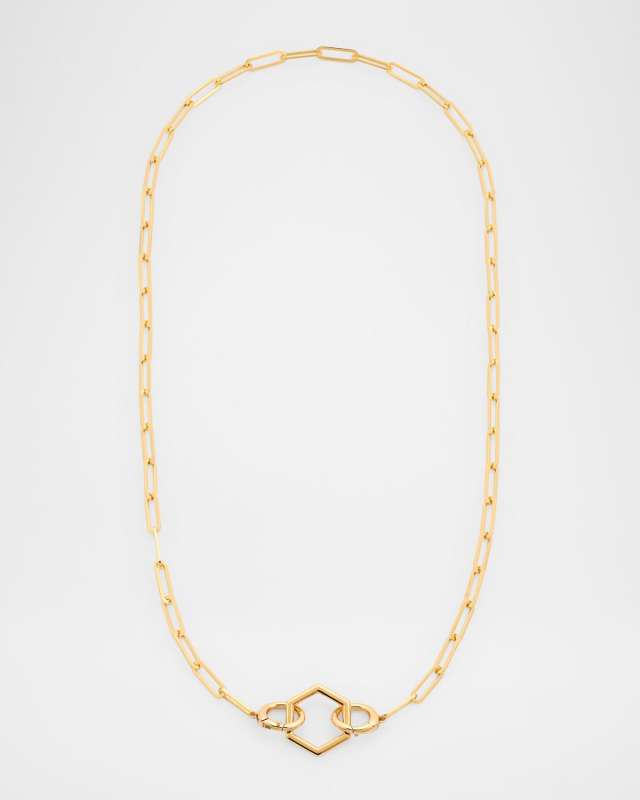 18K Gold Open Ball Foundation Paperclip Chain Necklace, 18"